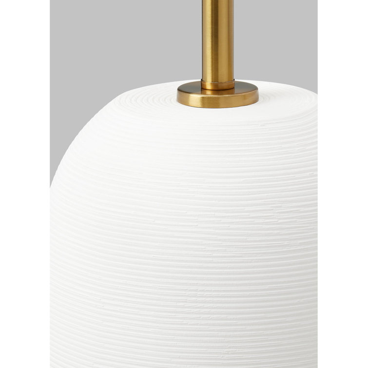 Matte White Ceramic Table Lamp with Linen Shade