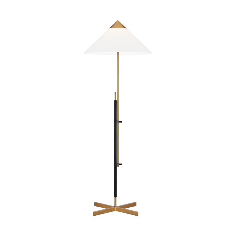 Adjustable Franklin Pharmacy Floor Lamp in Burnished Brass and Deep Bronze