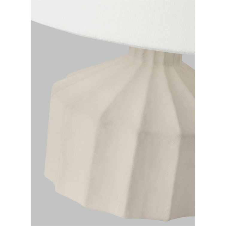 Small Matte Concrete Table Lamp with White Linen Shade