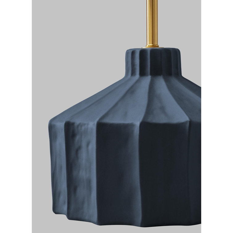 Matte Blue Wash Medium Table Lamp with White Linen Shade