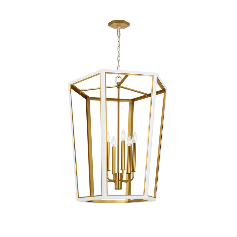 Alexa Hampton Transitional Hexagon Matte White 6-Light Lantern