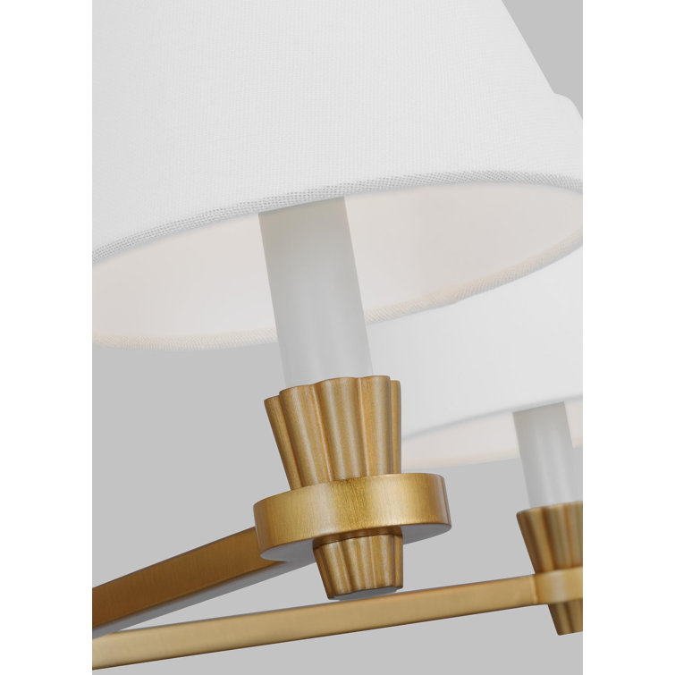 Burnished Brass 4-Light Metal Chandelier with White Shades
