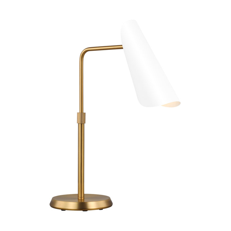 Adjustable Matte White and Burnished Brass Table Lamp