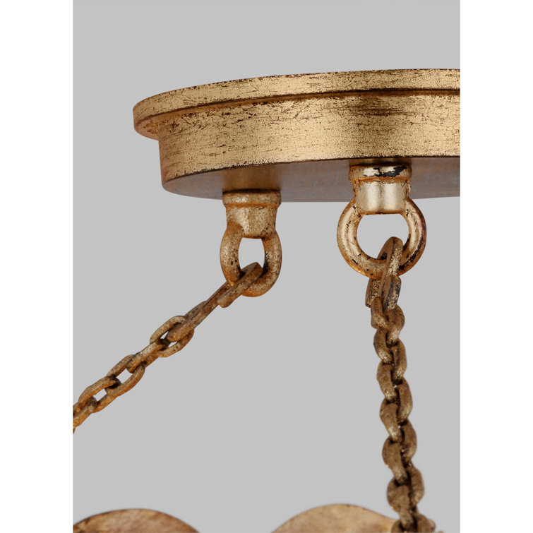 Antique Gold Leaf Pattern LED Flush Mount Light
