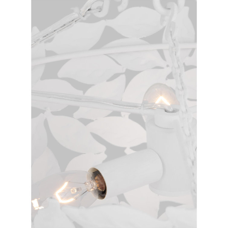 Textured White Leaf Motif 16" Semi Flush Mount Bowl Light