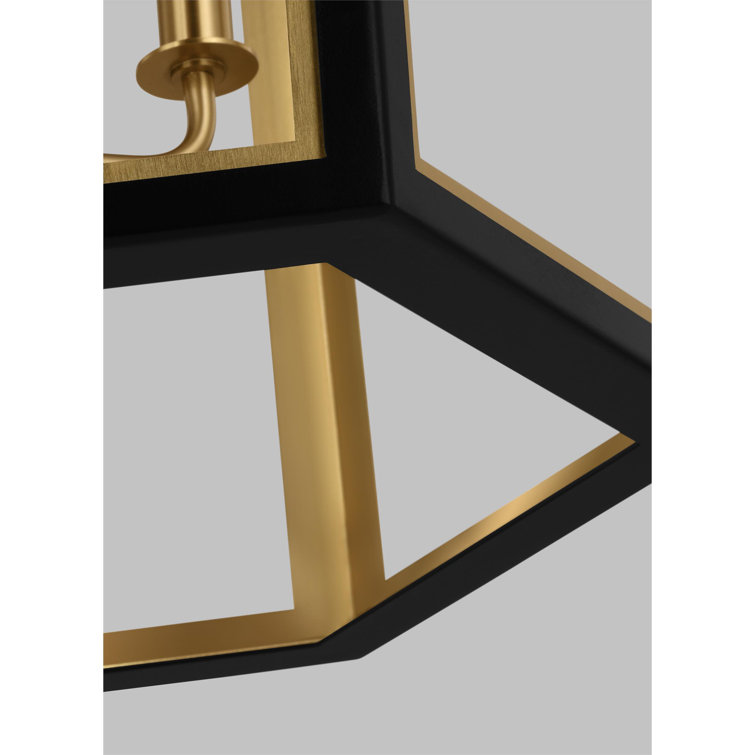 Alexa Hampton Transitional Hexagon Black and Brass Lantern
