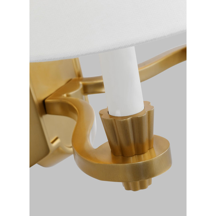 Elegant Burnished Brass Vanity Wall Sconce with Linen Shades