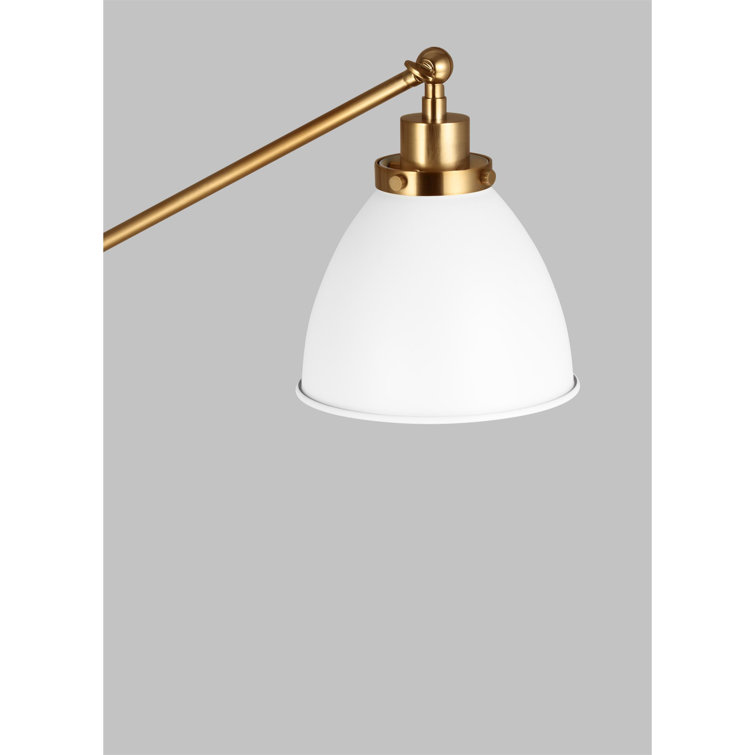 Adjustable Wellfleet Dome Floor Lamp in Matte White & Burnished Brass