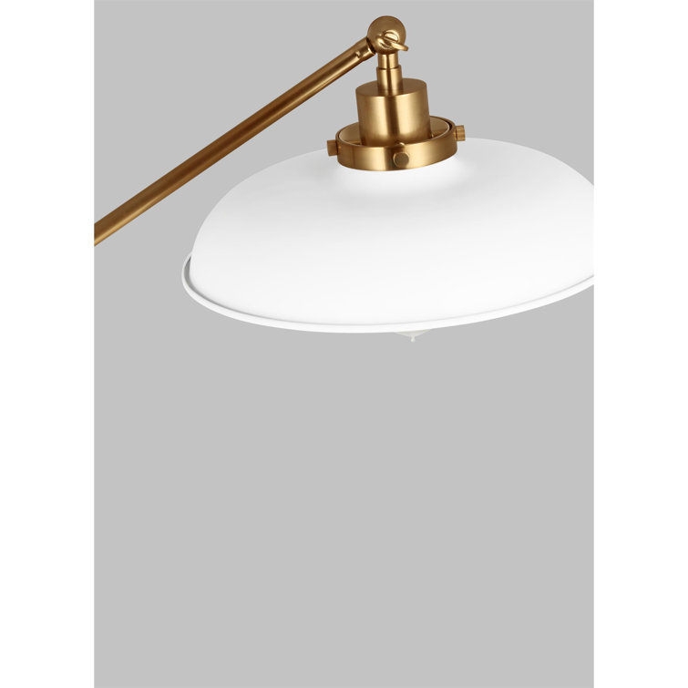 Wellfleet Adjustable 46" Matte White and Burnished Brass LED Task Floor Lamp Set