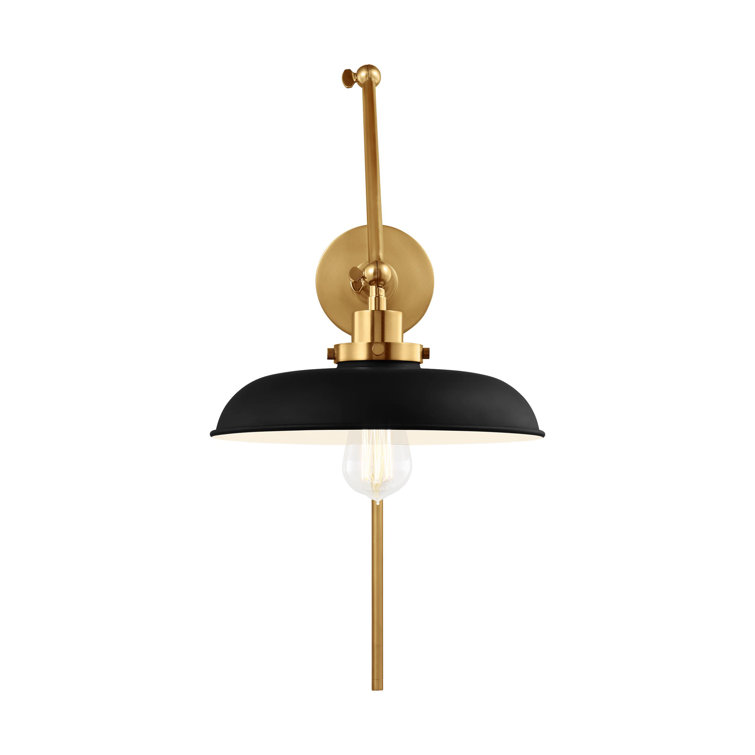 Wellfleet Double Arm Burnished Brass and Midnight Black Dome Sconce