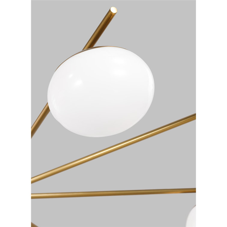Burnished Brass 8-Light Sputnik Chandelier with Frosted Glass Shades