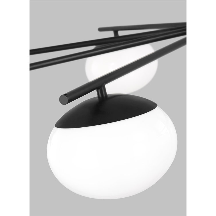 Lune Aged Iron 8-Light Globe Chandelier with Milk White Glass