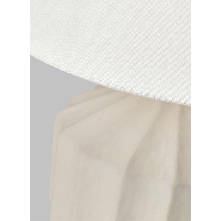 Small Matte Concrete Table Lamp with White Linen Shade