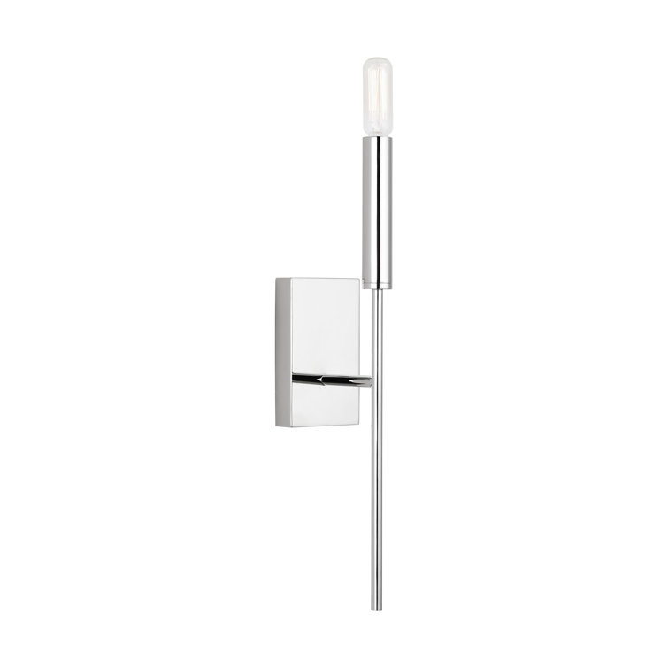 Polished Nickel Iron Wall Sconce with White Linen Shade