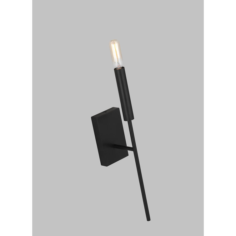 Aged Iron Wall Sconce with White Linen Shade