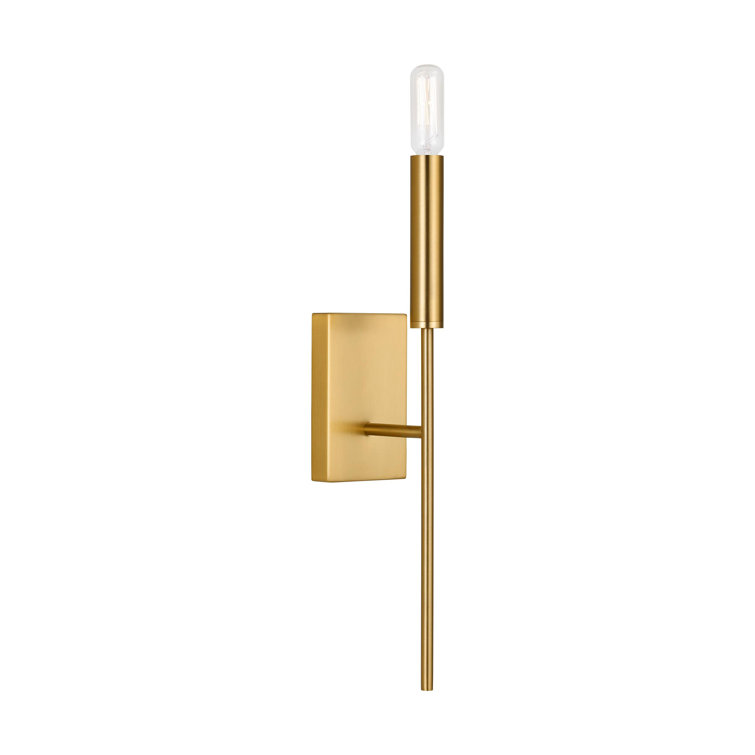 Burnished Brass Single Light Wall Sconce with White Drum Shade