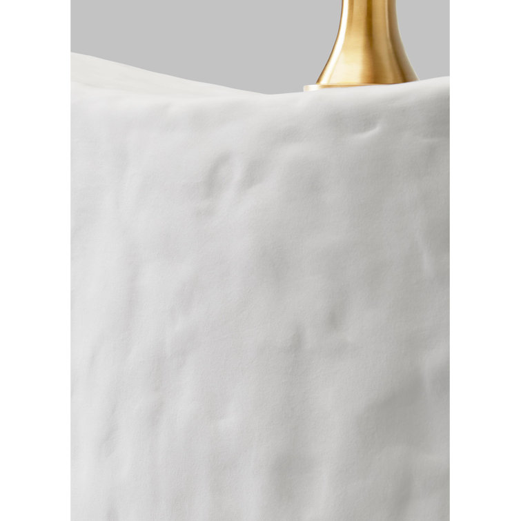 Matte White Ceramic Table Lamp with Linen Shade