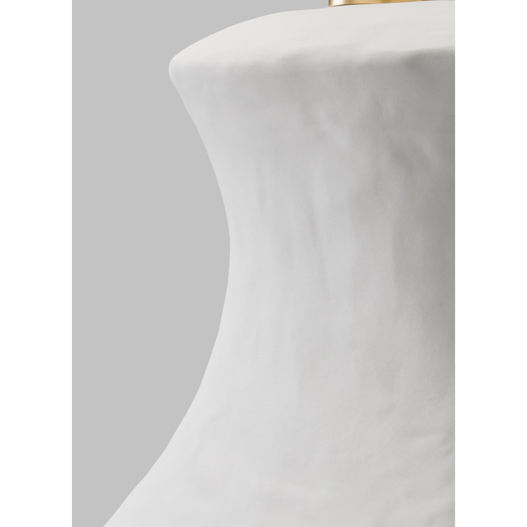 Matte White Ceramic Table Lamp with Linen Shade