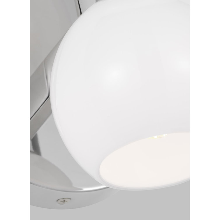 Polished Nickel Dual Globe Wall Sconce with Milk Glass Shades