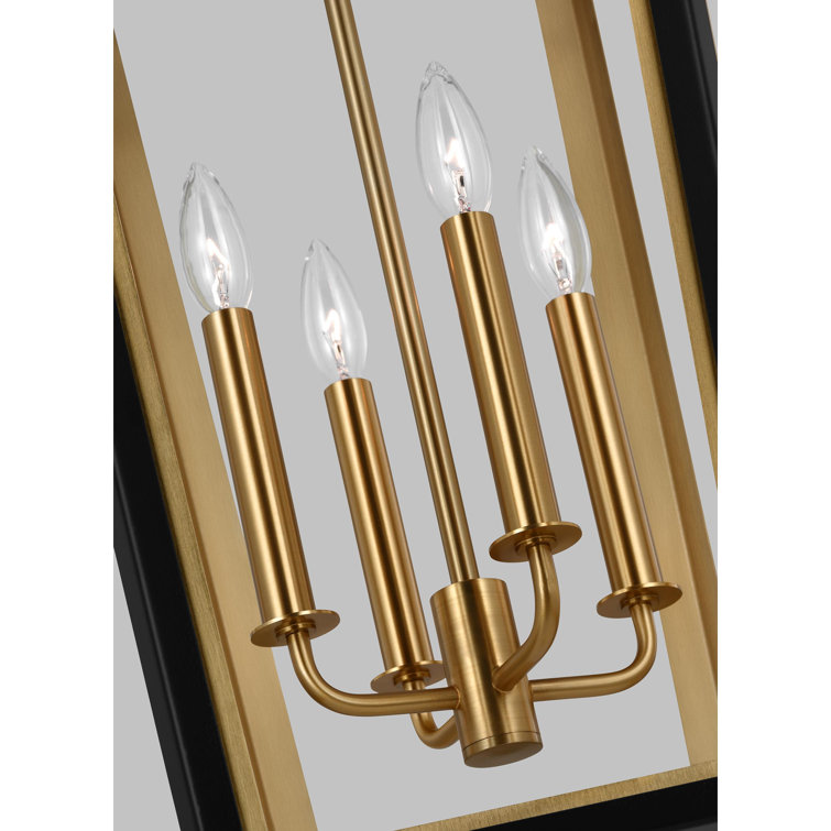 Alexa Hampton Transitional Hexagon Black and Brass Lantern