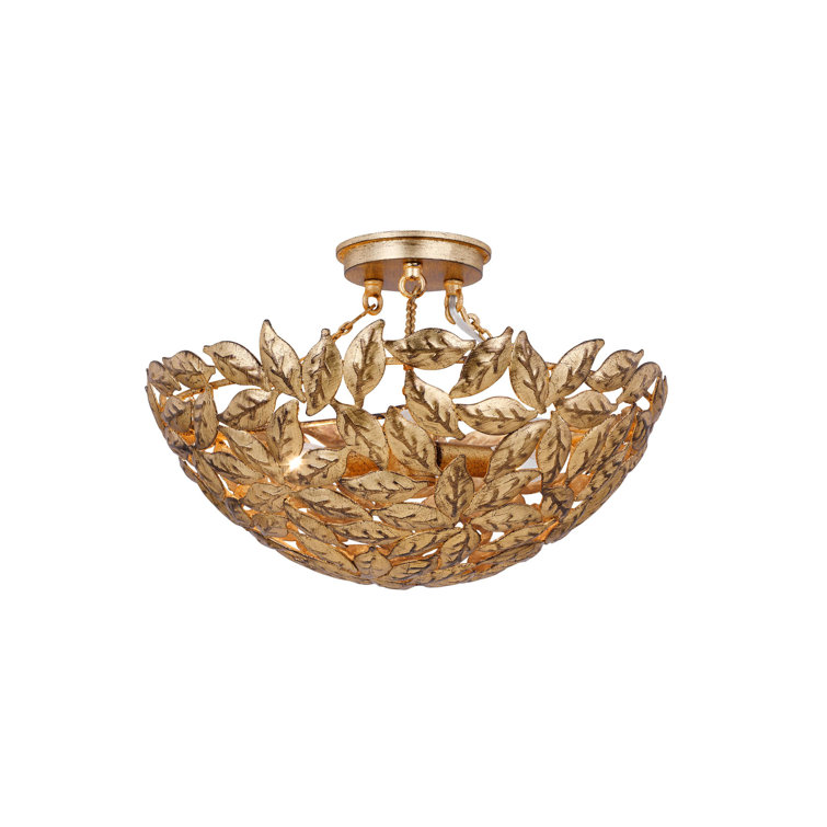 Antique Gold Leaf Pattern LED Flush Mount Light