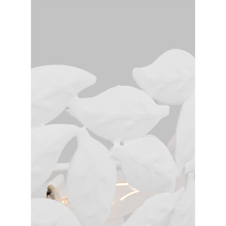 Textured White Leaf Motif 16" Semi Flush Mount Bowl Light