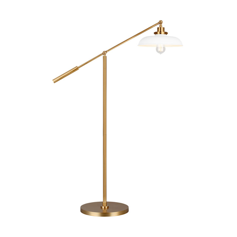 Wellfleet Adjustable 46" Matte White and Burnished Brass LED Task Floor Lamp Set