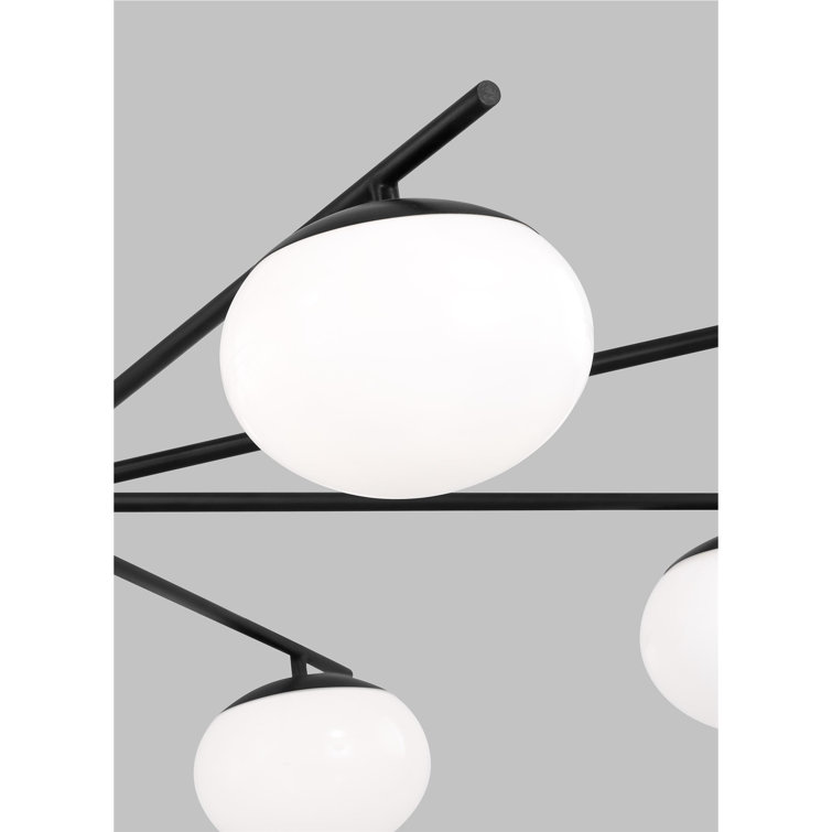 Lune Aged Iron 8-Light Globe Chandelier with Milk White Glass