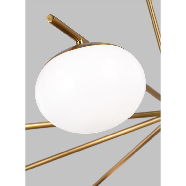 Burnished Brass 8-Light Sputnik Chandelier with Frosted Glass Shades