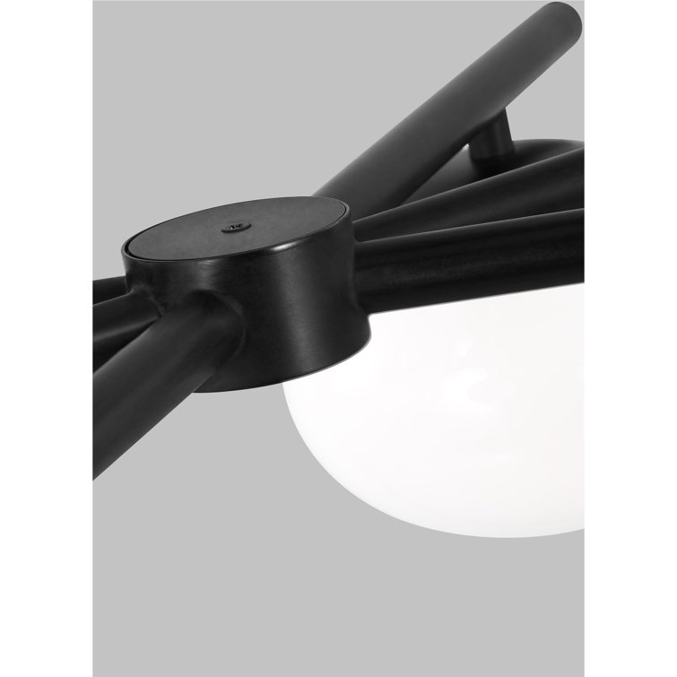 Aged Iron and Milk White Glass 6-Light Linear Chandelier
