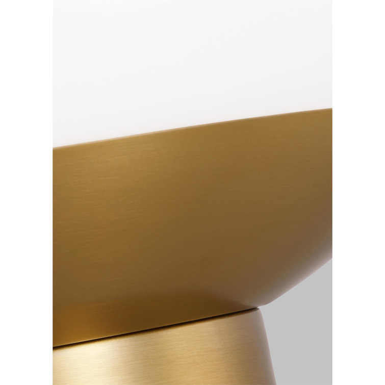 Burnished Brass and White Glass Globe Table Lamp