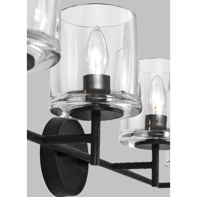 Marietta Aged Iron 4-Light Vanity Sconce with Clear Glass Shades