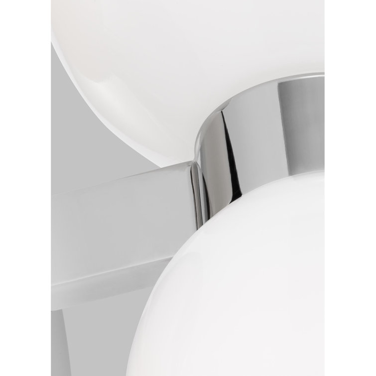 Polished Nickel Dual Globe Wall Sconce with Milk Glass Shades