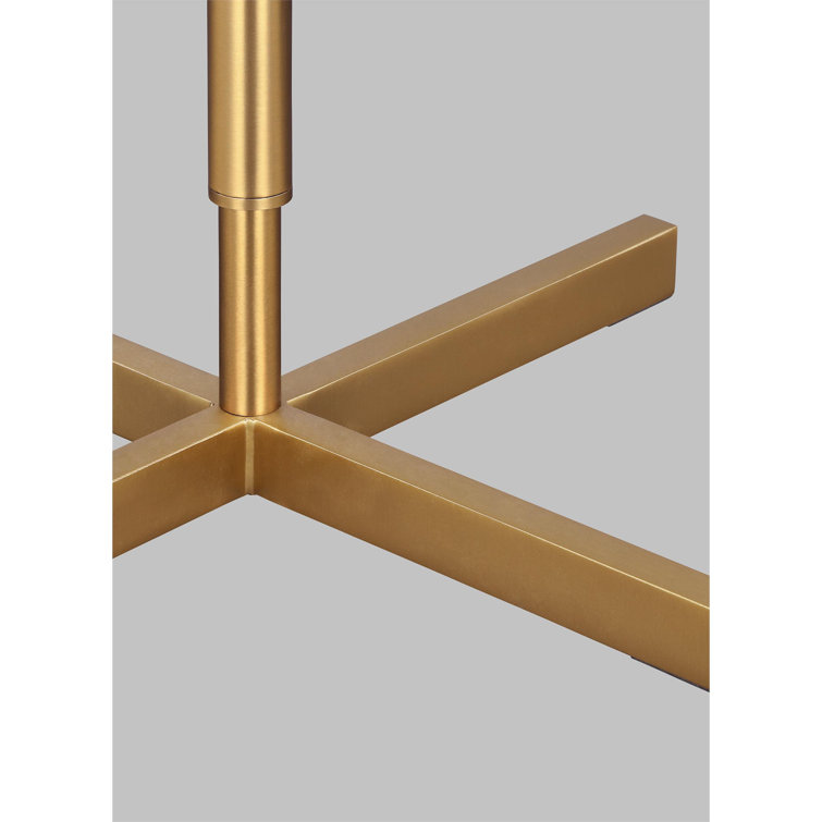 Adjustable Burnished Brass Pharmacy Table Lamp with White Linen Shade