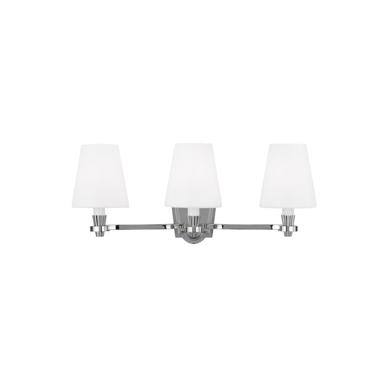 Polished Nickel 3-Light Vanity with Milk White Glass Shades