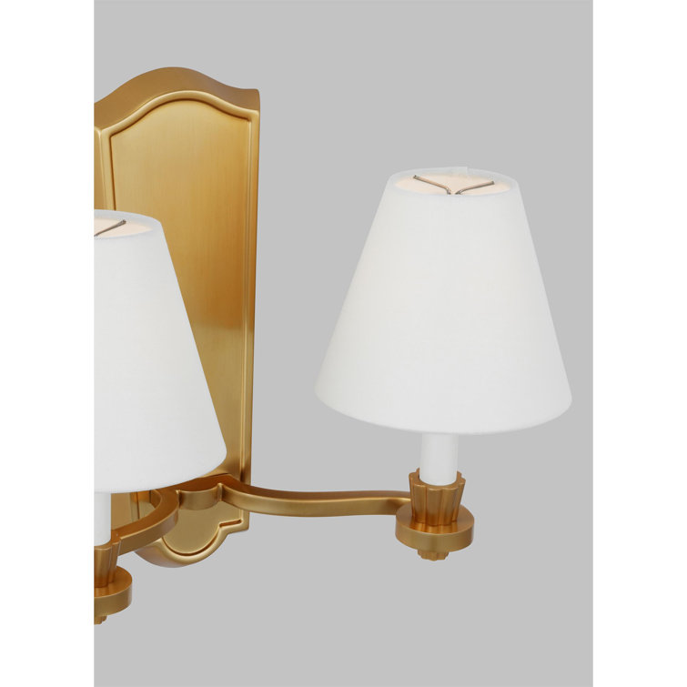 Elegant Burnished Brass Vanity Wall Sconce with Linen Shades
