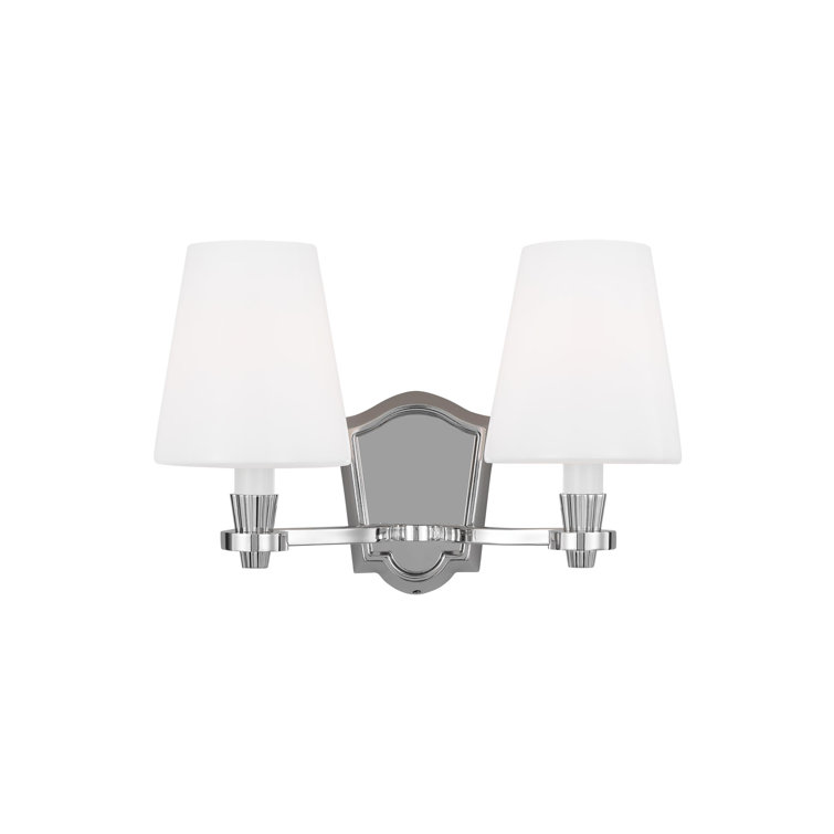 Polished Nickel 2-Light Glass Shade Vanity Fixture