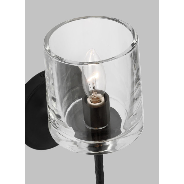 Aged Iron Clear Glass Dimmable Sconce with Torpedo Bulb