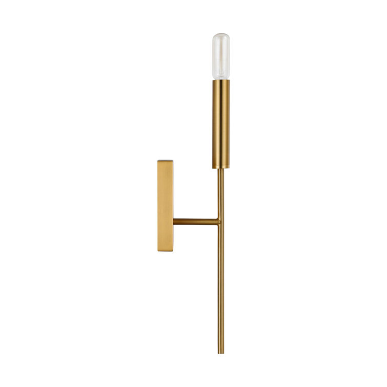 Burnished Brass Single Light Wall Sconce with White Drum Shade