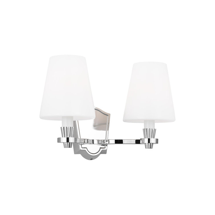 Polished Nickel 2-Light Glass Shade Vanity Fixture