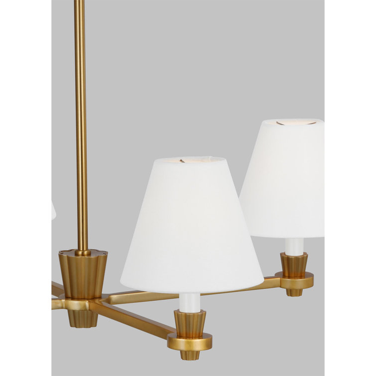 Burnished Brass 4-Light Metal Chandelier with White Shades