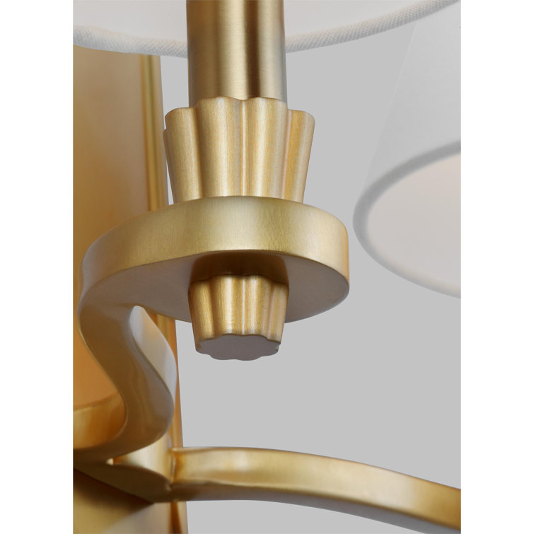 Elegant Burnished Brass Vanity Wall Sconce with Linen Shades