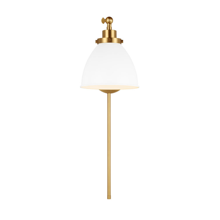 Matte White and Burnished Brass Dome Sconce