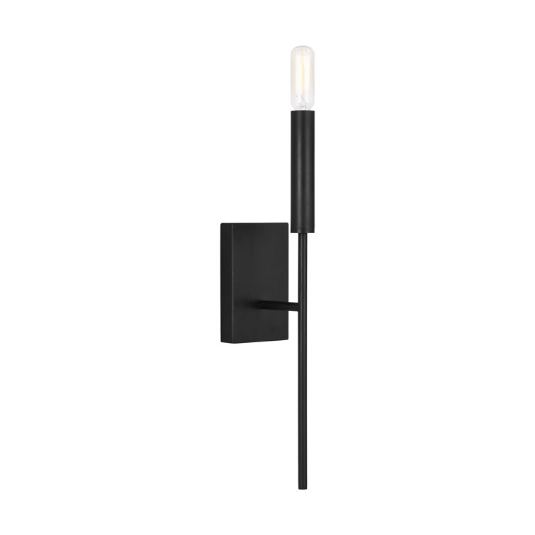 Aged Iron Wall Sconce with White Linen Shade
