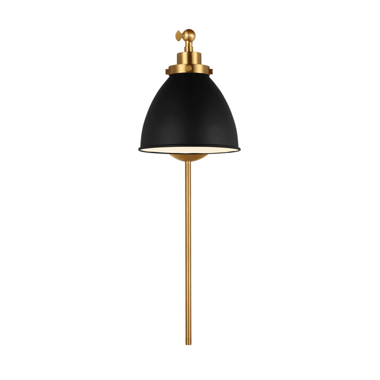 Midnight Black and Burnished Brass Dimmable Plug-In Sconce