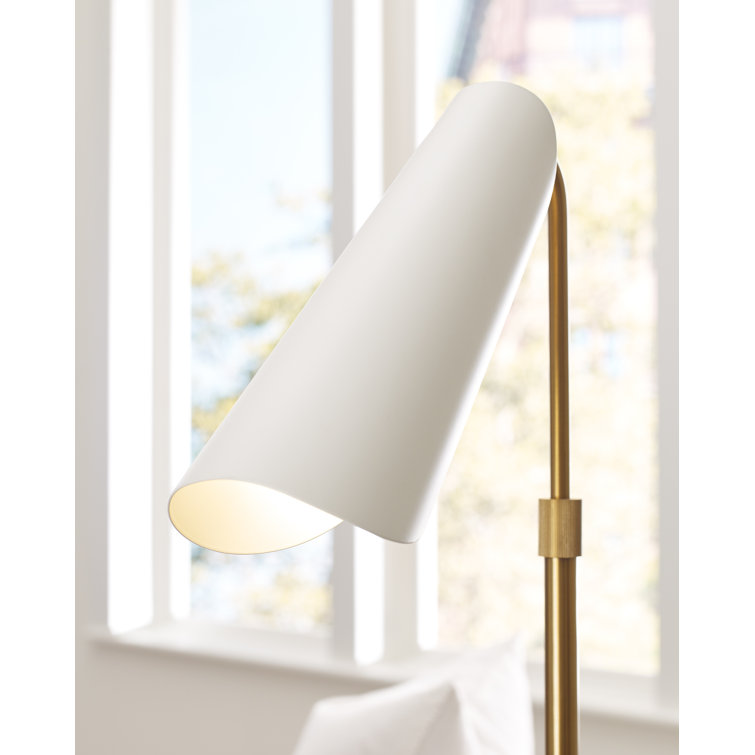 Adjustable Matte White and Burnished Brass Table Lamp