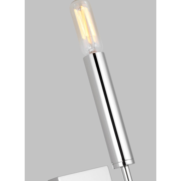 Polished Nickel Iron Wall Sconce with White Linen Shade