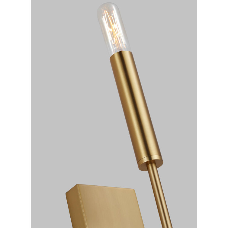 Burnished Brass Single Light Wall Sconce with White Drum Shade