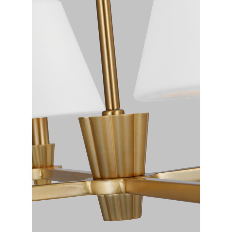 Burnished Brass 4-Light Metal Chandelier with White Shades