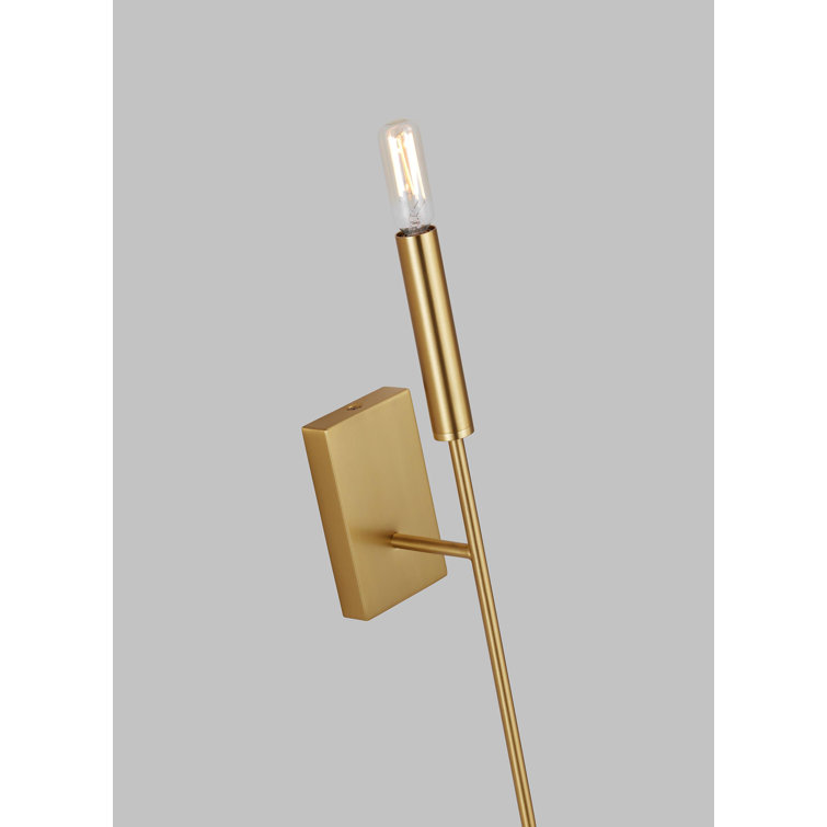 Burnished Brass Single Light Wall Sconce with White Drum Shade
